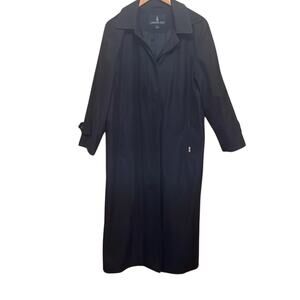 London Fog Classic Black Hooded Trench Coat. 8P